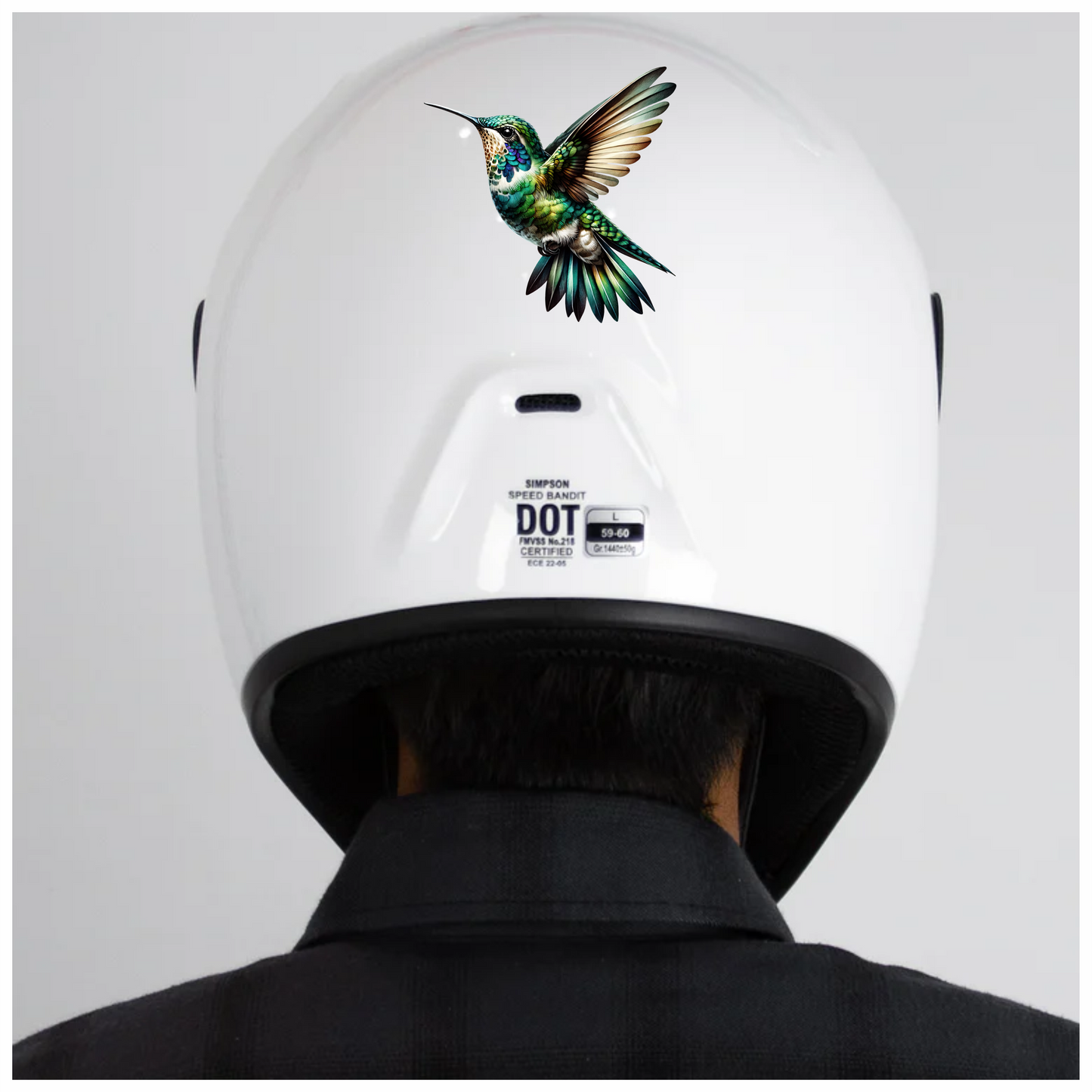 Green Hummingbird Flying Open Wings Vinyl Sticker Decal