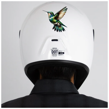 Green Hummingbird Flying Open Wings Vinyl Sticker Decal