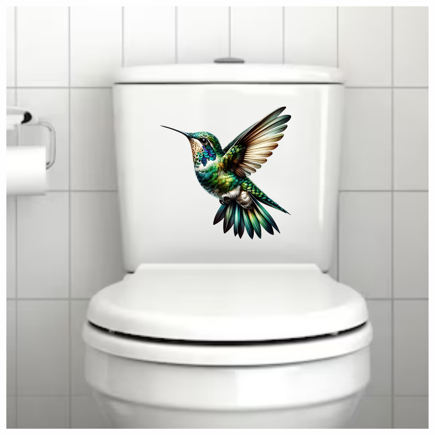 Green Hummingbird Flying Open Wings Vinyl Sticker Decal