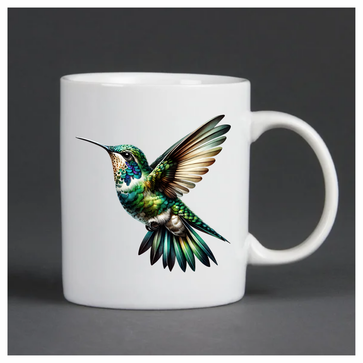 Green Hummingbird Flying Open Wings Vinyl Sticker Decal
