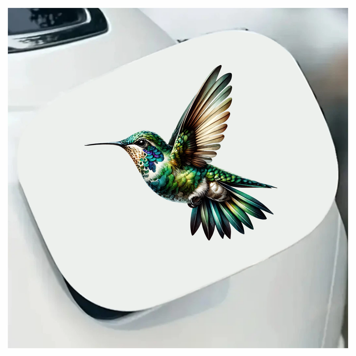 Green Hummingbird Flying Open Wings Vinyl Sticker Decal