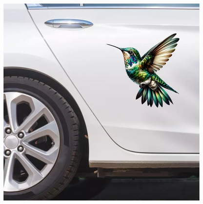 Green Hummingbird Flying Open Wings Vinyl Sticker Decal