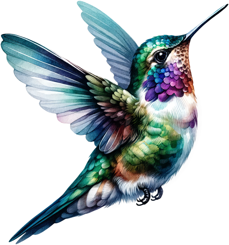 Green Hummingbird Flying Spread Wings Vinyl Sticker Decal
