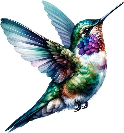 Green Hummingbird Flying Spread Wings Vinyl Sticker Decal