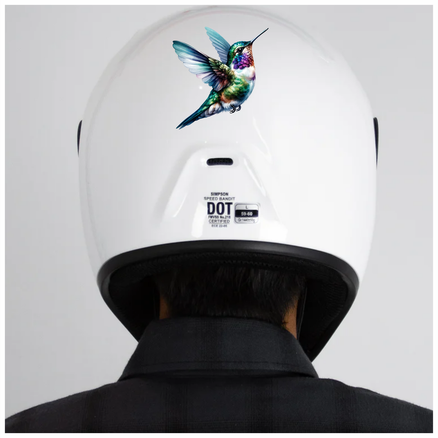 Green Hummingbird Flying Spread Wings Vinyl Sticker Decal