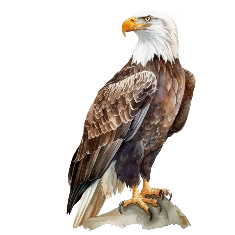 Brown Eagle Bald Sitting Rock Vinyl Sticker Decal