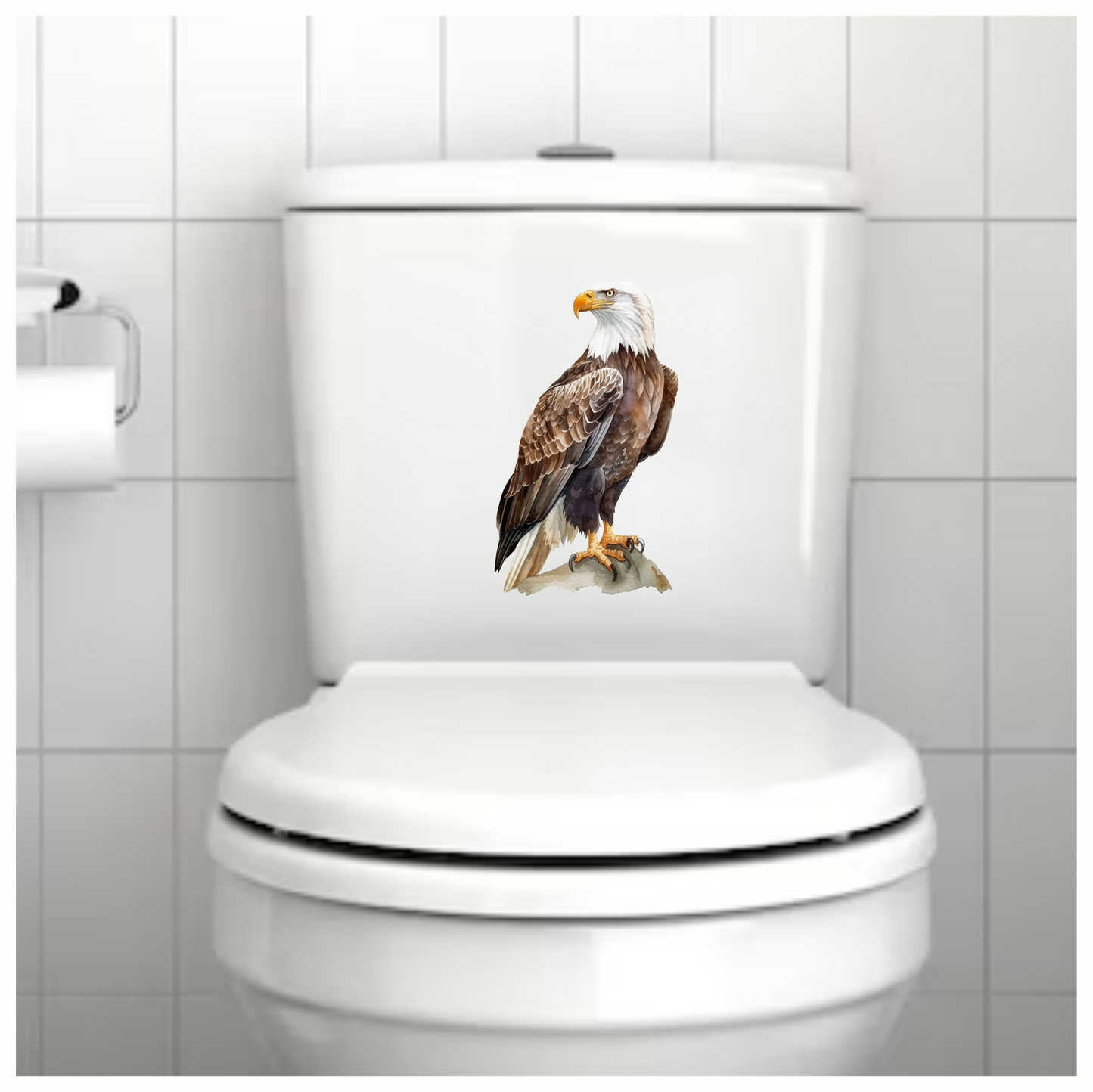 Brown Eagle Bald Sitting Rock Vinyl Sticker Decal