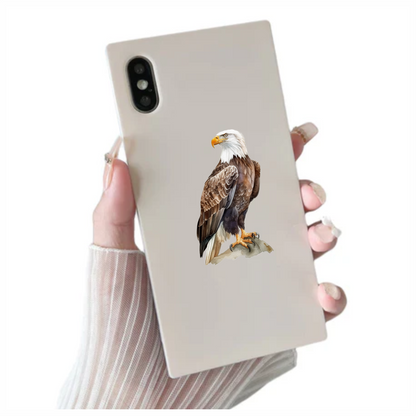 Brown Eagle Bald Sitting Rock Vinyl Sticker Decal