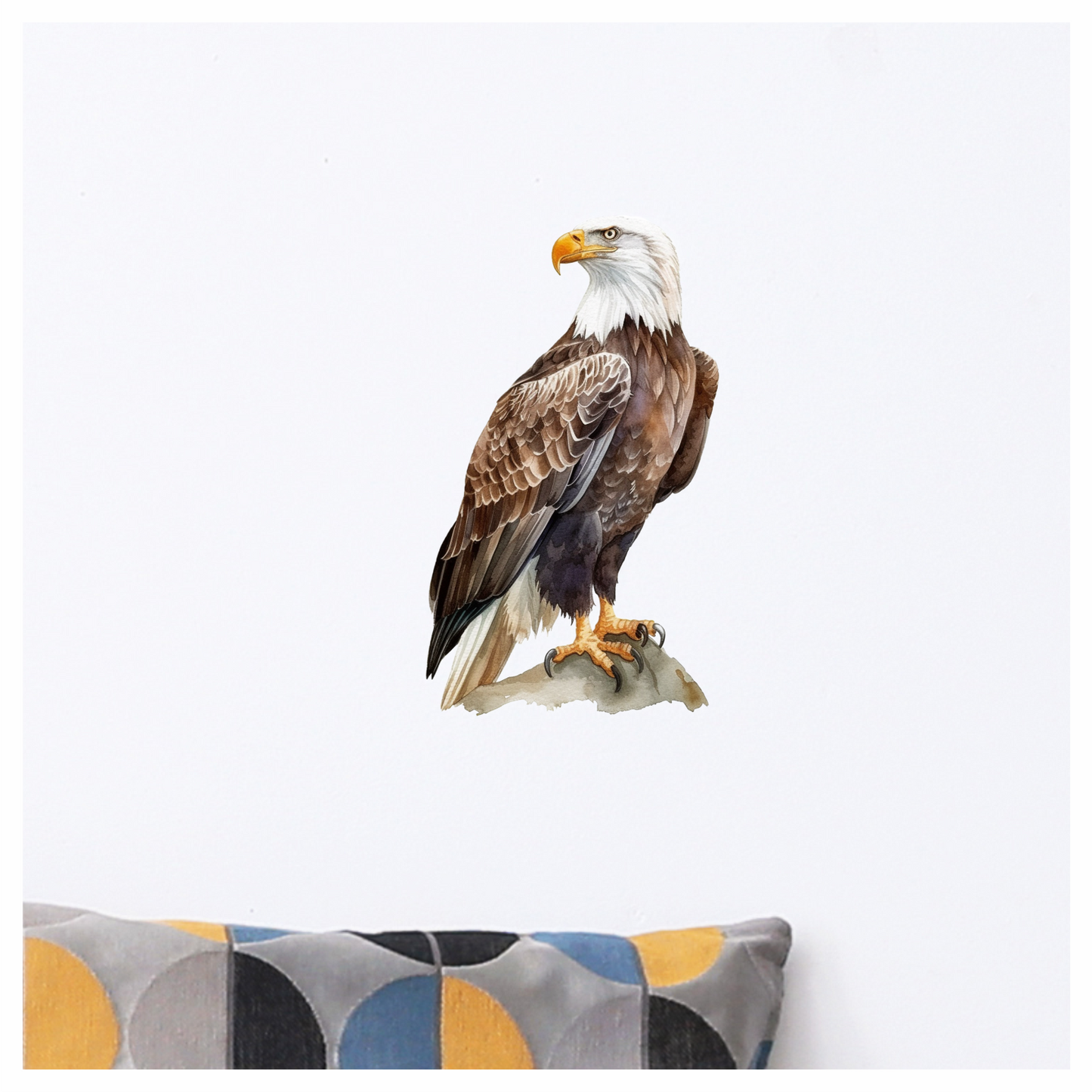 Brown Eagle Bald Sitting Rock Vinyl Sticker Decal