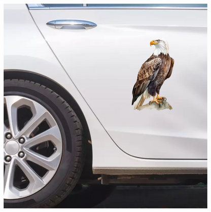 Brown Eagle Bald Sitting Rock Vinyl Sticker Decal