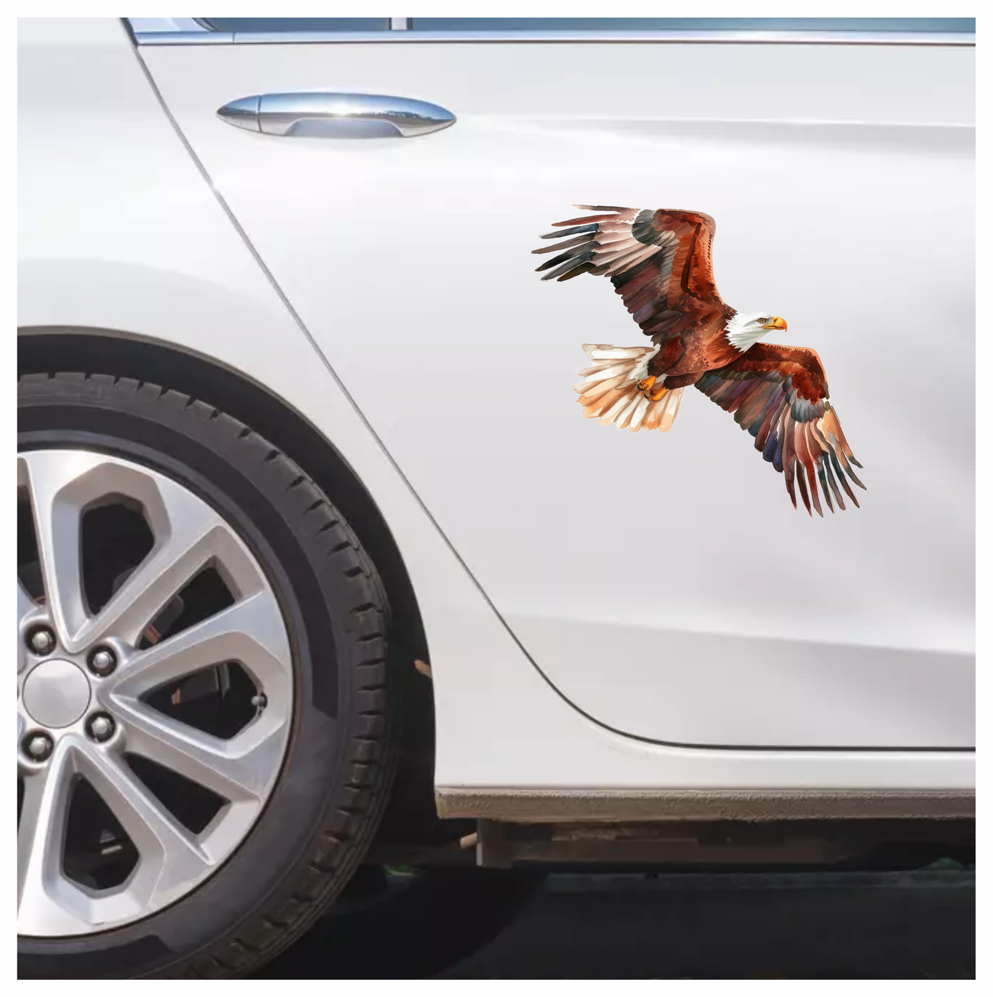 Brown Eagle Bald Soaring Wings Vinyl Sticker Decal