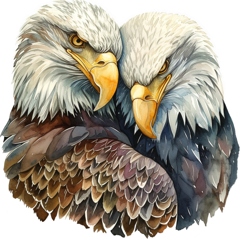 Brown Eagles Bald Pair Close Vinyl Sticker Decal