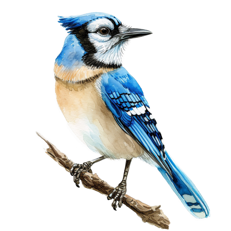 Blue Jay Bird Perched Branch Vinyl Sticker Decal