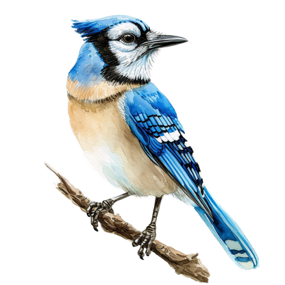 Blue Jay Bird Perched Branch Vinyl Sticker Decal