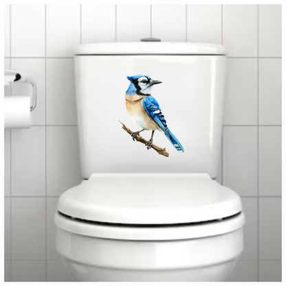 Blue Jay Bird Perched Branch Vinyl Sticker Decal