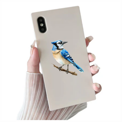 Blue Jay Bird Perched Branch Vinyl Sticker Decal
