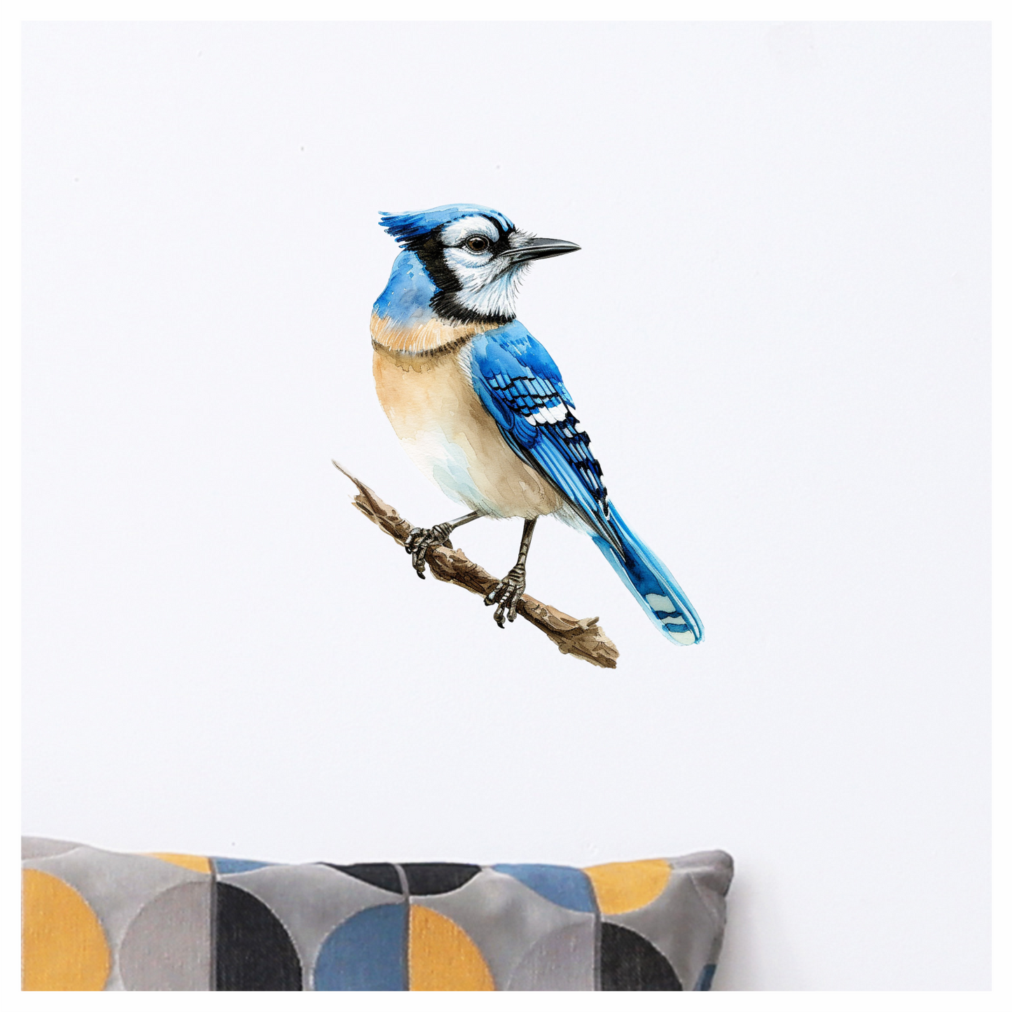 Blue Jay Bird Perched Branch Vinyl Sticker Decal