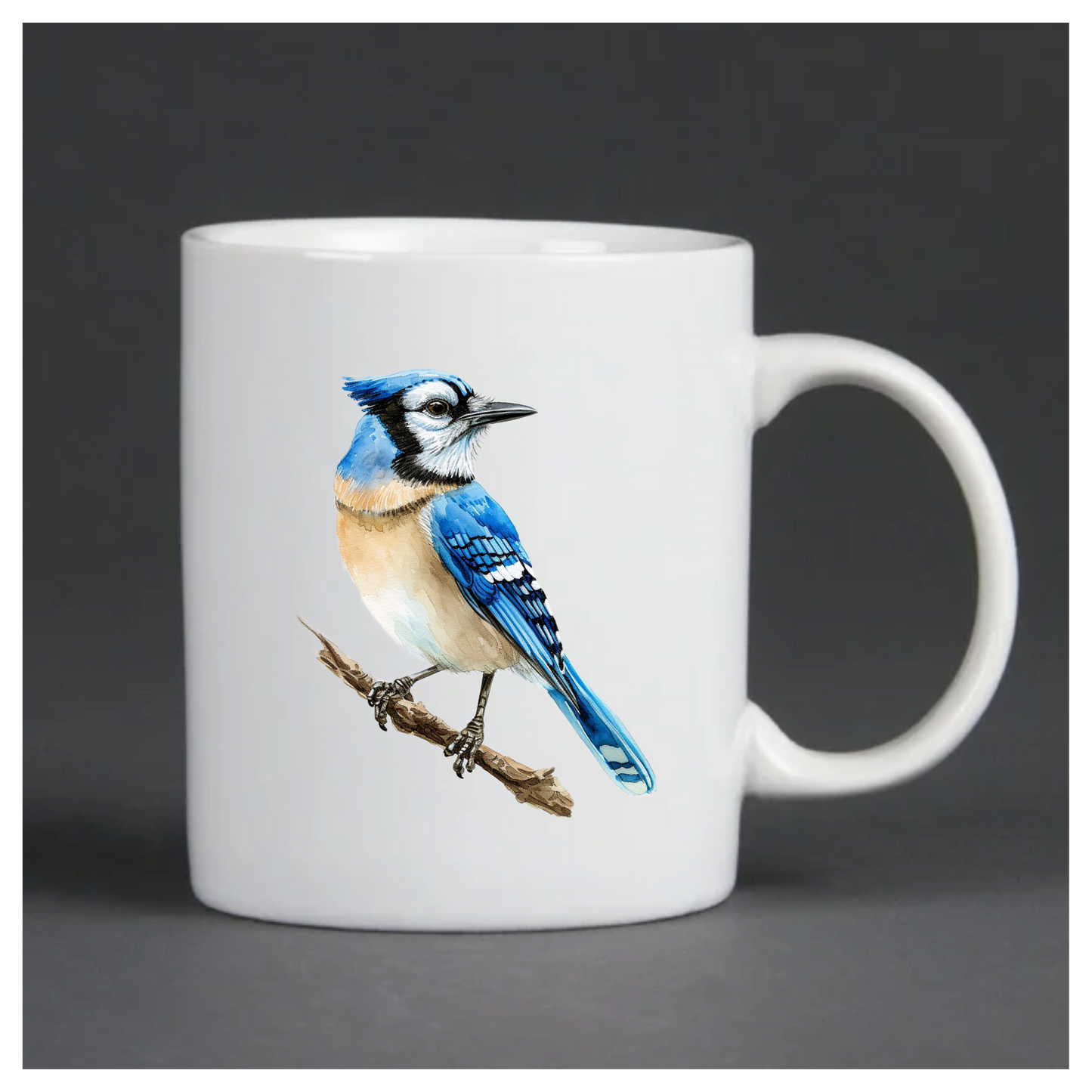 Blue Jay Bird Perched Branch Vinyl Sticker Decal