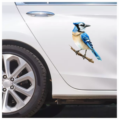 Blue Jay Bird Perched Branch Vinyl Sticker Decal
