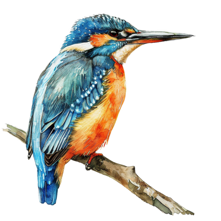 Blue Kingfisher Bird Perched Branch Vinyl Sticker Decal