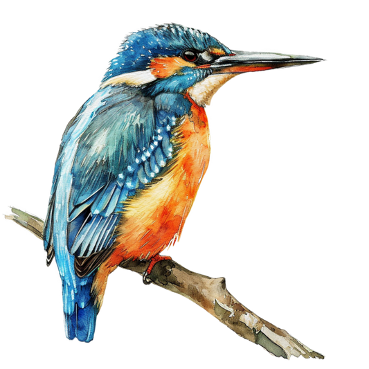 Blue Kingfisher Bird Perched Branch Vinyl Sticker Decal