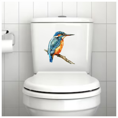 Blue Kingfisher Bird Perched Branch Vinyl Sticker Decal