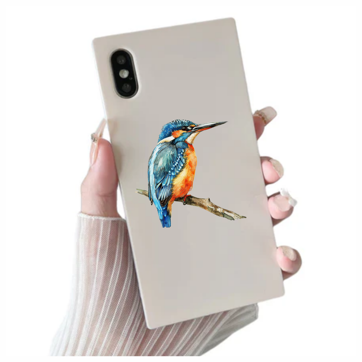 Blue Kingfisher Bird Perched Branch Vinyl Sticker Decal