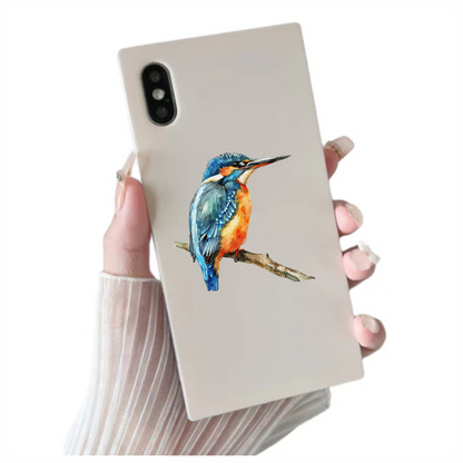 Blue Kingfisher Bird Perched Branch Vinyl Sticker Decal