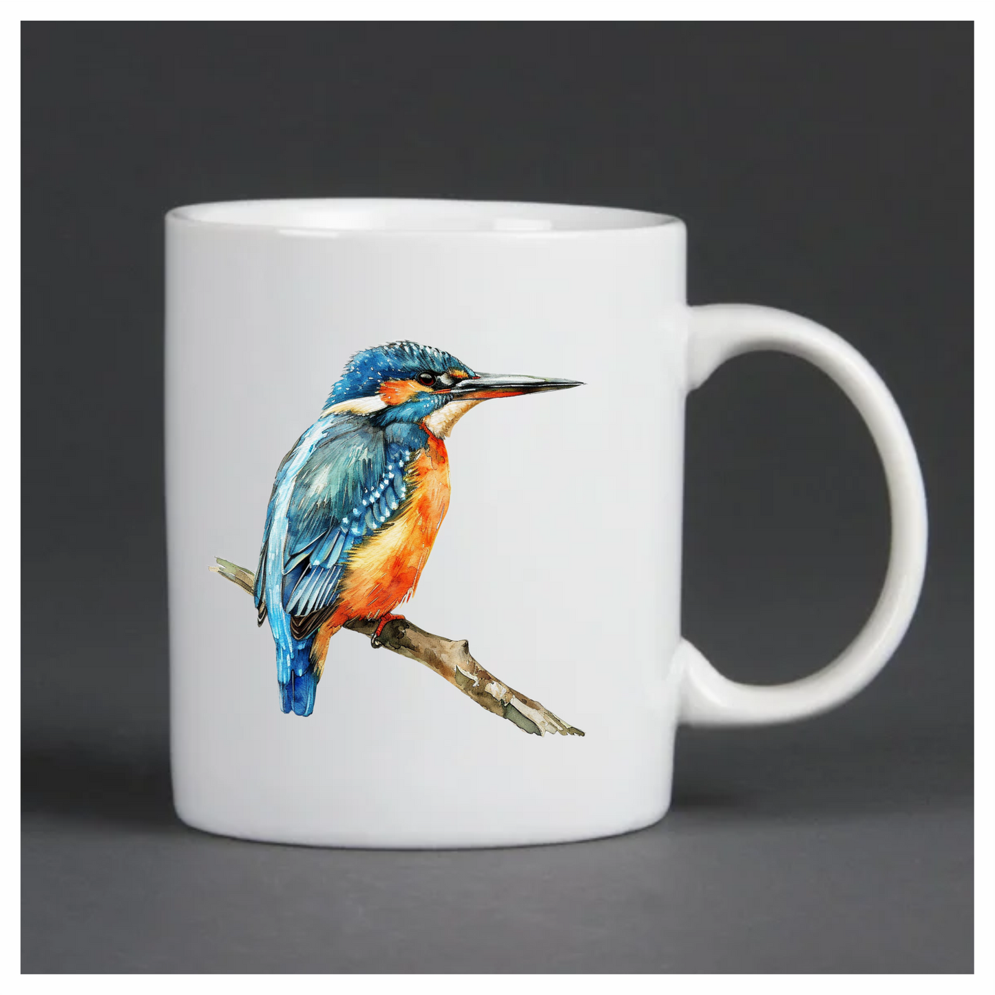 Blue Kingfisher Bird Perched Branch Vinyl Sticker Decal