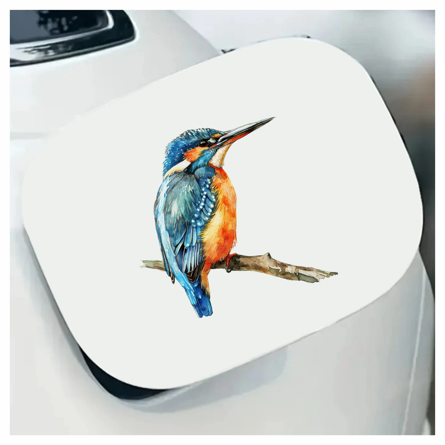 Blue Kingfisher Bird Perched Branch Vinyl Sticker Decal