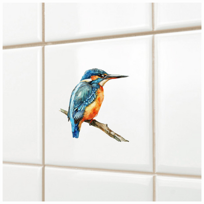 Blue Kingfisher Bird Perched Branch Vinyl Sticker Decal