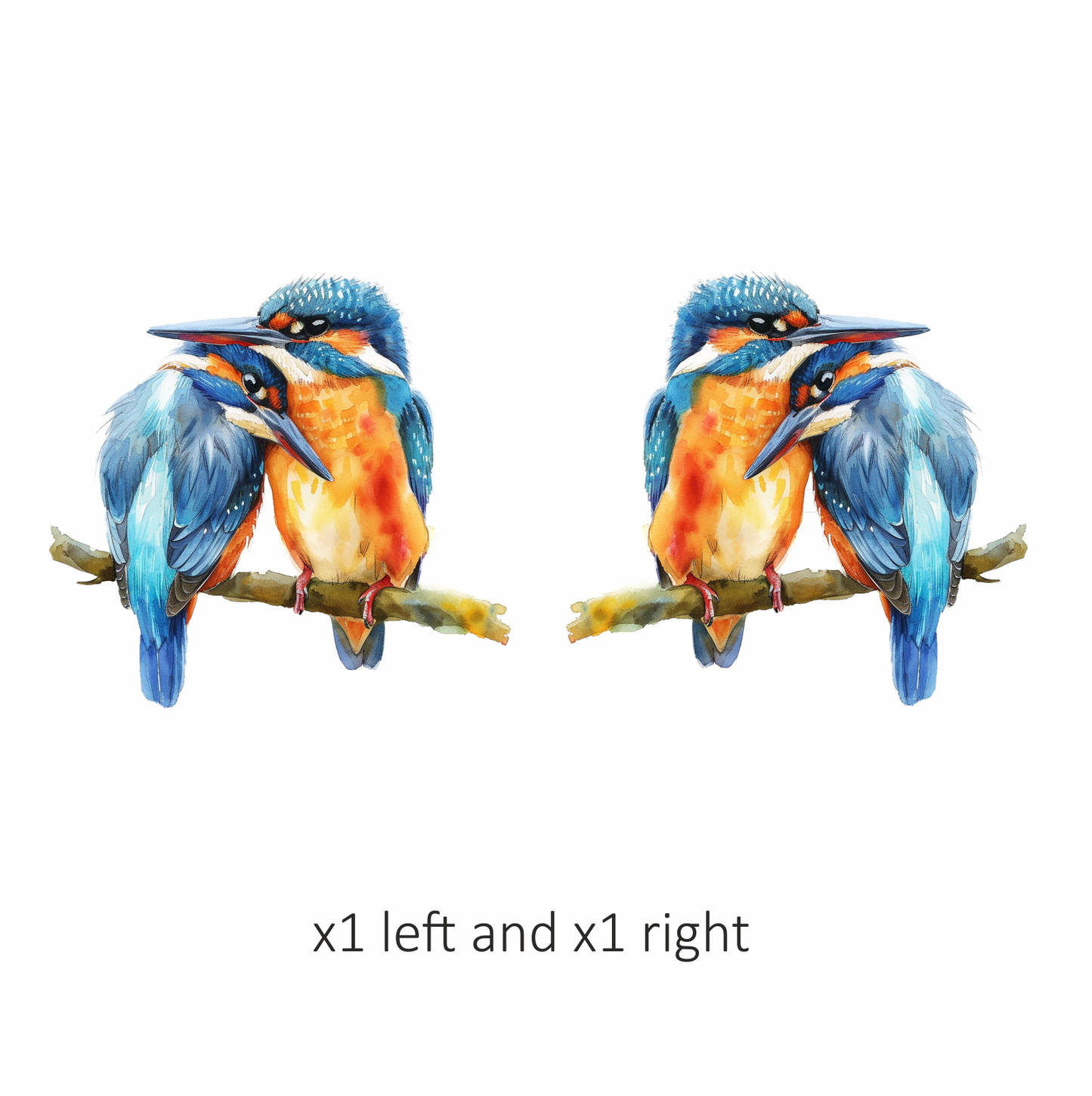 Blue Kingfishers Birds Sitting Branch Vinyl Sticker Decal