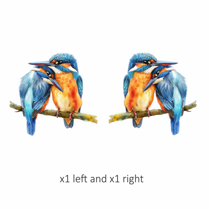 Blue Kingfishers Birds Sitting Branch Vinyl Sticker Decal