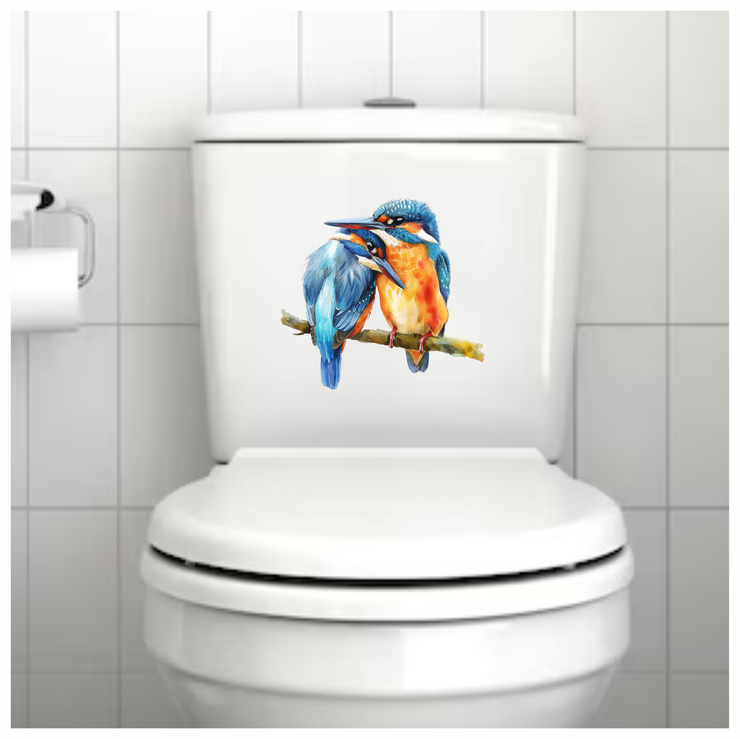 Blue Kingfishers Birds Sitting Branch Vinyl Sticker Decal