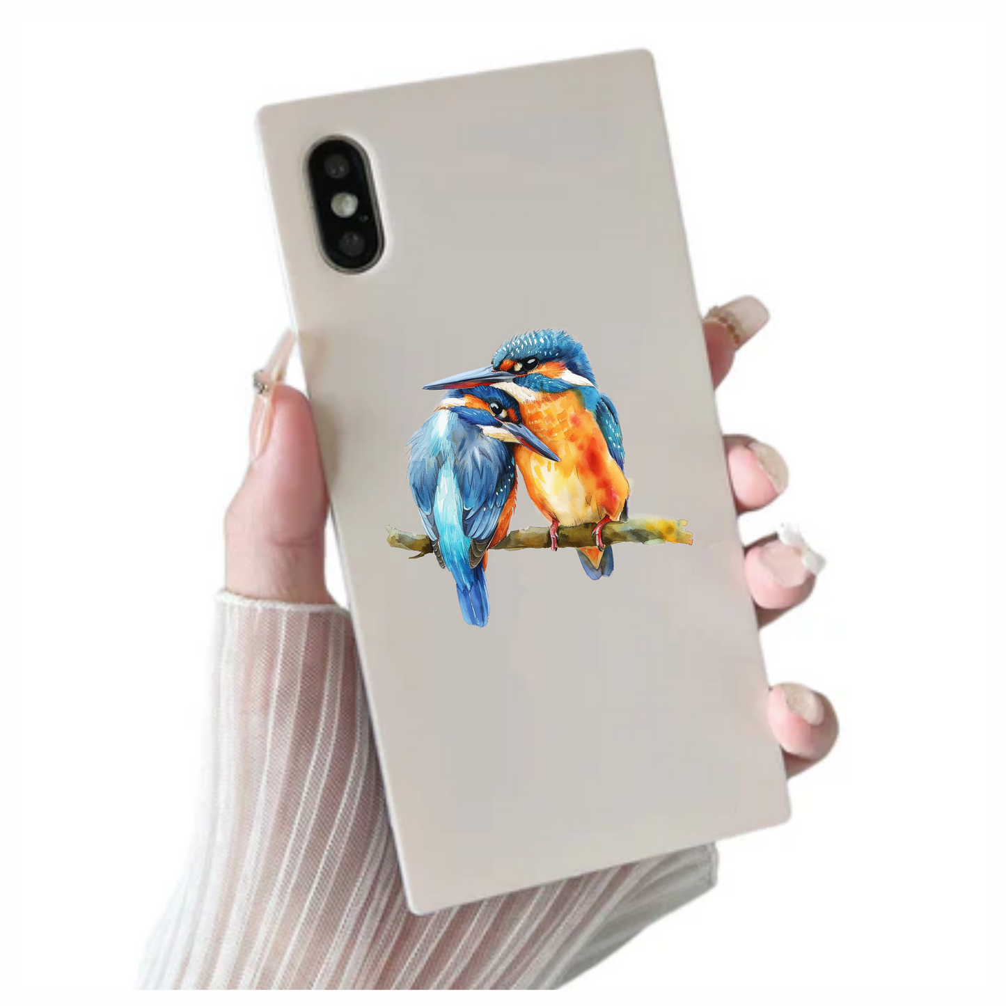 Blue Kingfishers Birds Sitting Branch Vinyl Sticker Decal