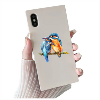 Blue Kingfishers Birds Sitting Branch Vinyl Sticker Decal