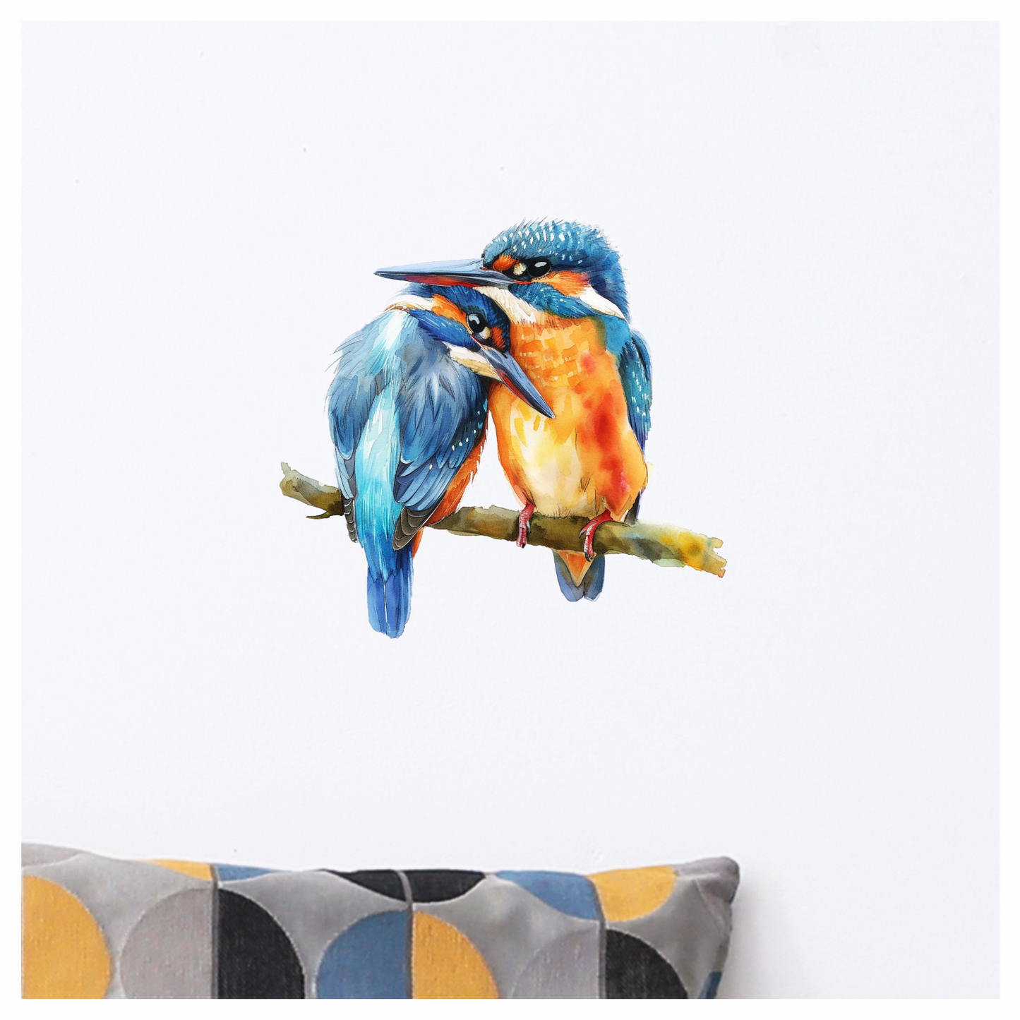 Blue Kingfishers Birds Sitting Branch Vinyl Sticker Decal