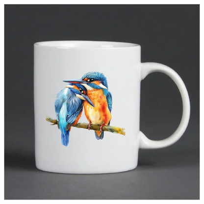 Blue Kingfishers Birds Sitting Branch Vinyl Sticker Decal