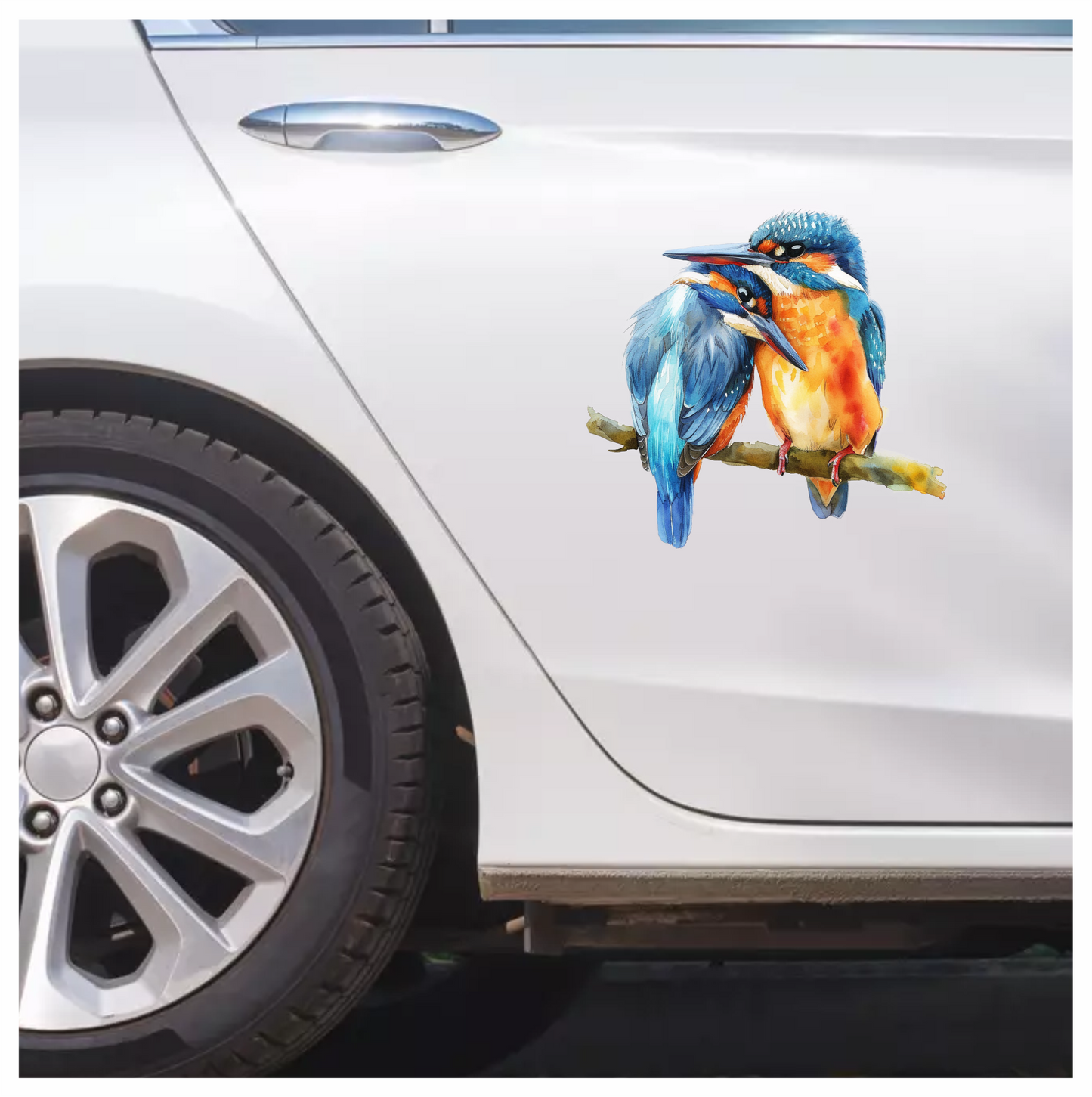 Blue Kingfishers Birds Sitting Branch Vinyl Sticker Decal