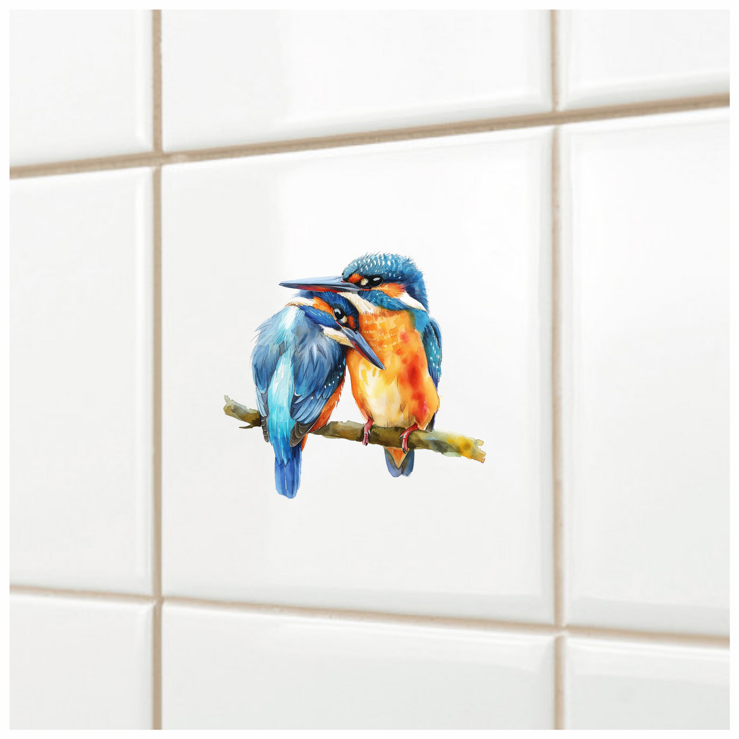 Blue Kingfishers Birds Sitting Branch Vinyl Sticker Decal