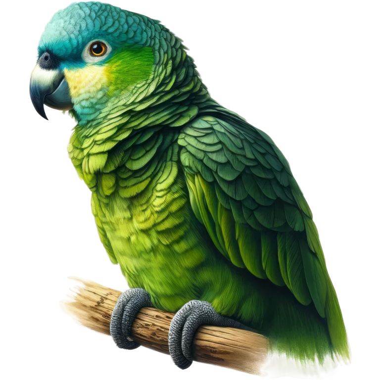 Green Parrot Bird Perched Branch Vinyl Sticker Decal