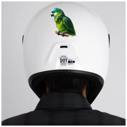 Green Parrot Bird Perched Branch Vinyl Sticker Decal