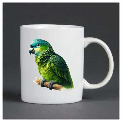 Green Parrot Bird Perched Branch Vinyl Sticker Decal