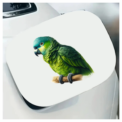 Green Parrot Bird Perched Branch Vinyl Sticker Decal