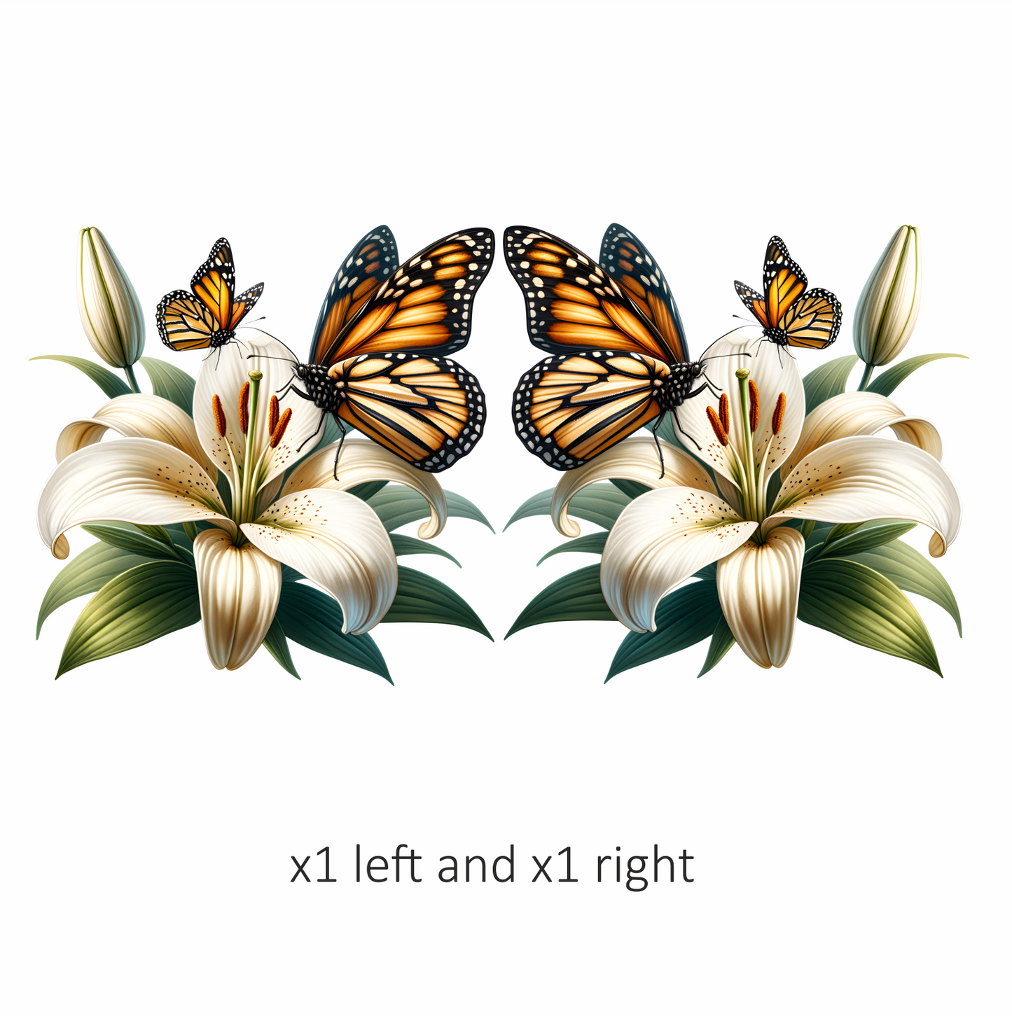Orange Butterflies On White Flower Vinyl Sticker Decal