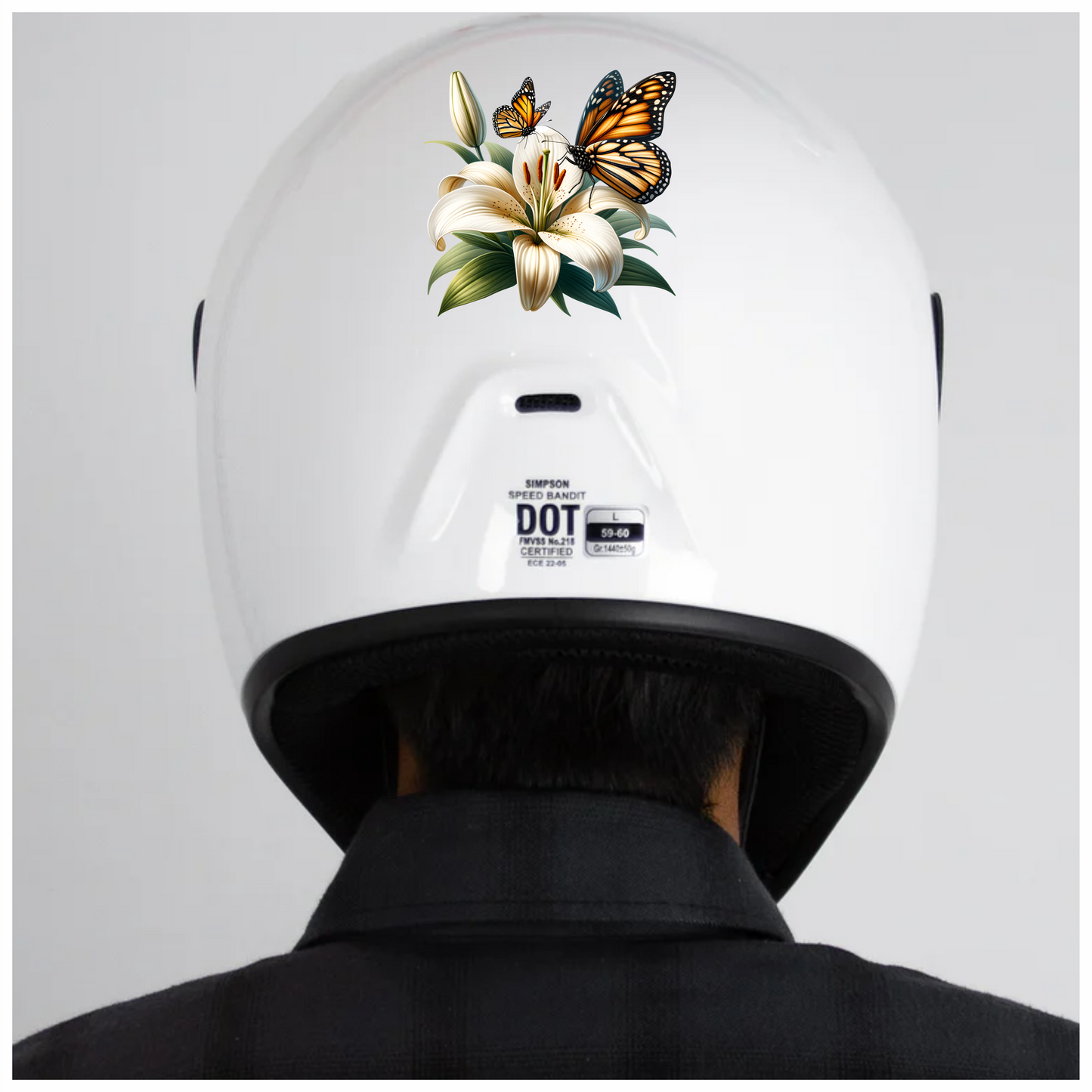 Orange Butterflies On White Flower Vinyl Sticker Decal