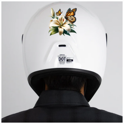 Orange Butterflies On White Flower Vinyl Sticker Decal
