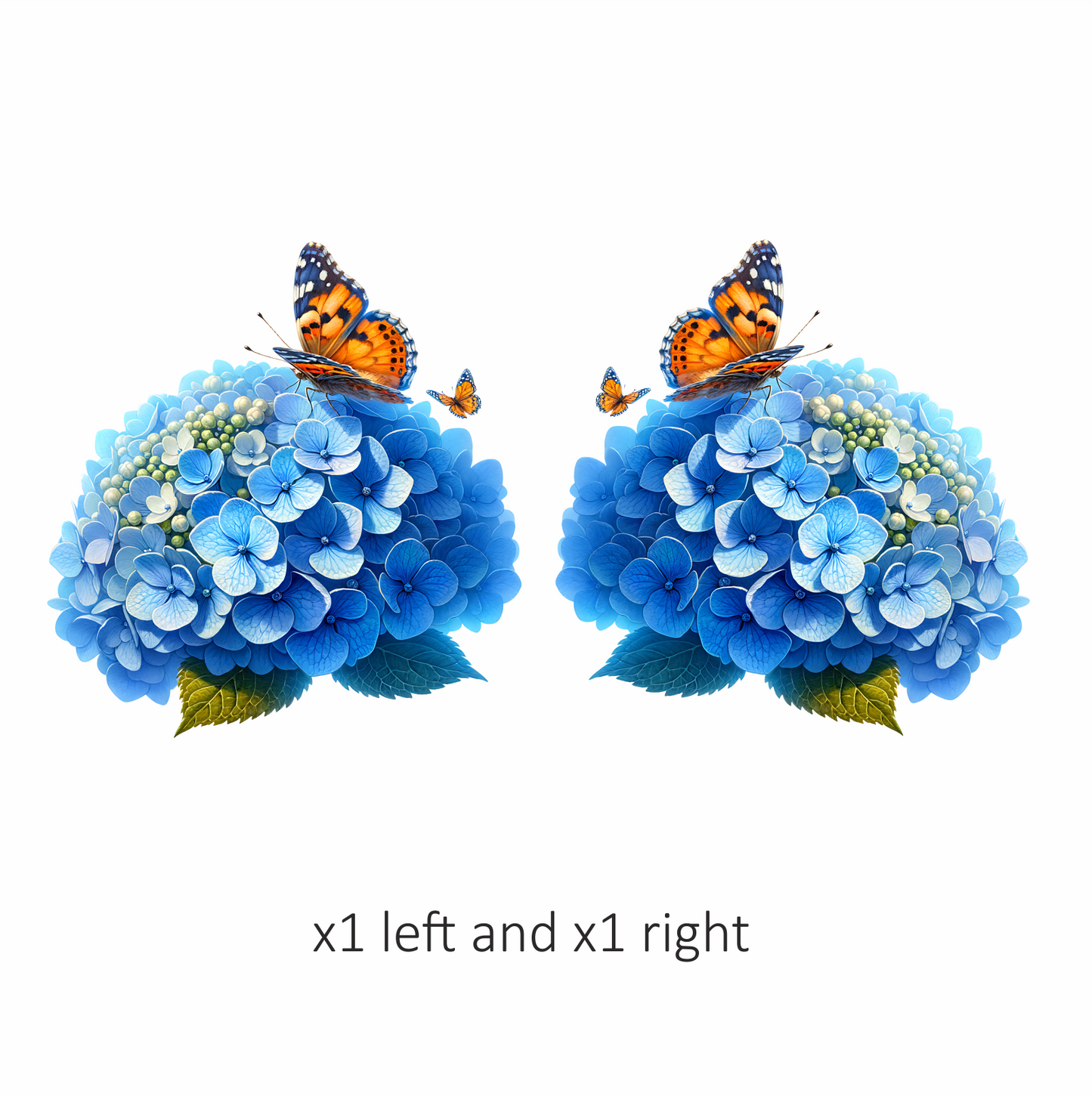 Orange Butterflies On Blue Flowers Vinyl Sticker Decal