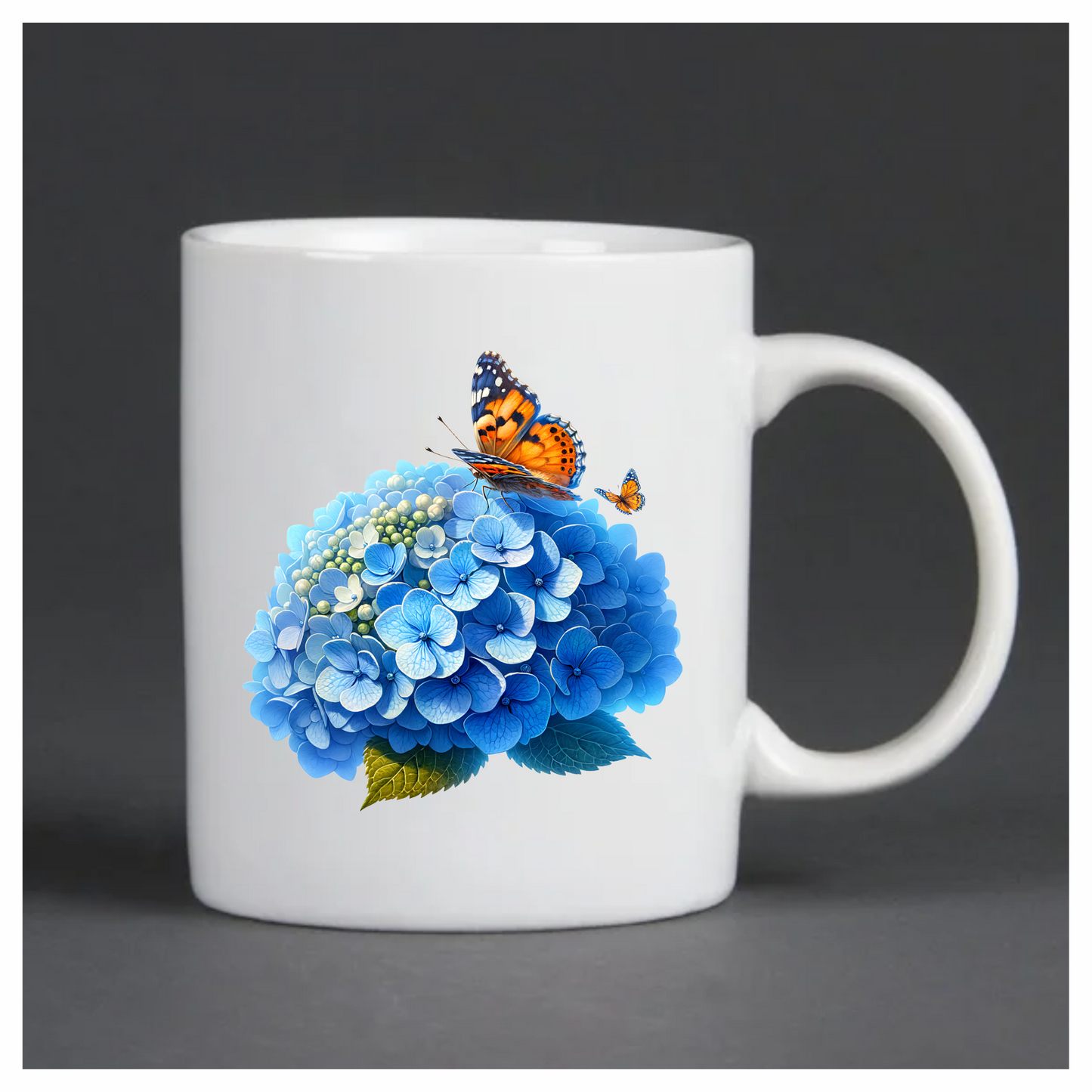 Orange Butterflies On Blue Flowers Vinyl Sticker Decal