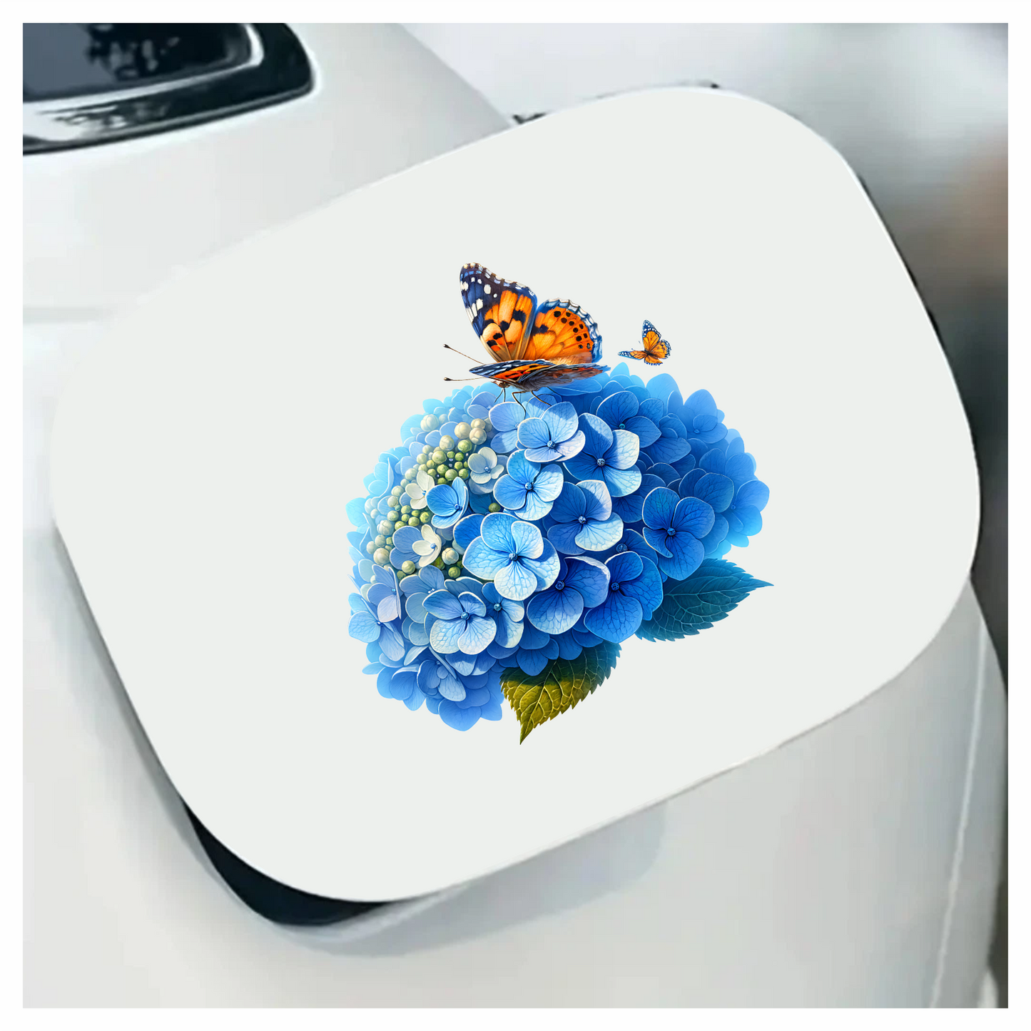 Orange Butterflies On Blue Flowers Vinyl Sticker Decal